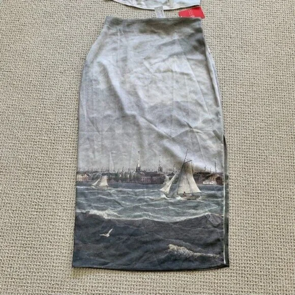 The MET x PacSun Sailboat Satin Midi Skirt and Strapless Bustier Top Set Dress